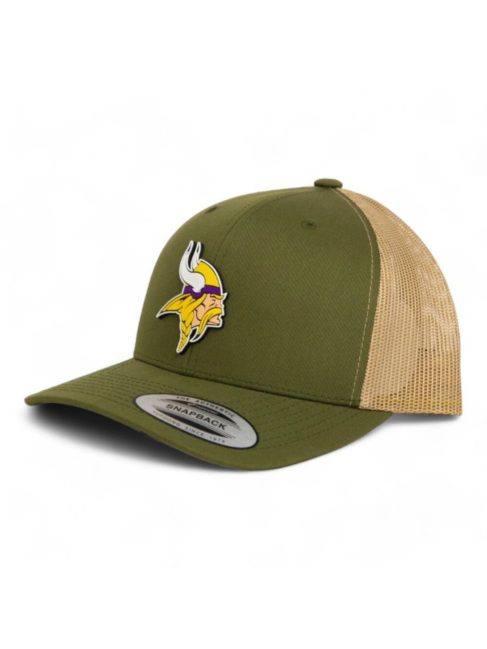 Minnesota Vikings 3D YP Snapback Trucker Hat- Moss/ Khaki